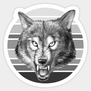 realistic illustration of a wolf, Father's Day gifts, animal grin, graphic Sticker